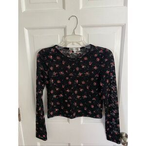 Madden Girl floral print cropped lace top size S